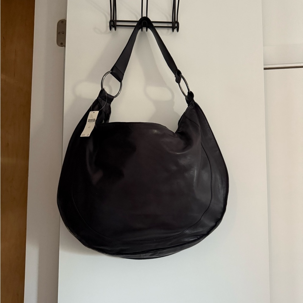 Anthropologie Black Hobo Bag with Adjustable Strap